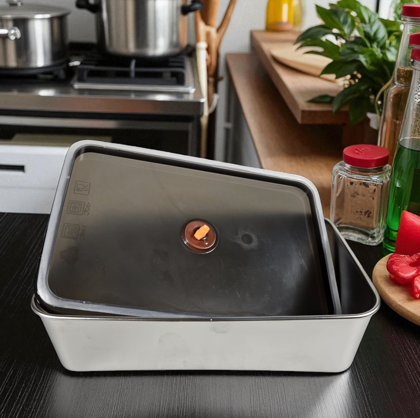 KAOHEEG Kotak Makan Lunch Box Stainless Steel 201 Single Layer 1.6L - KH16
