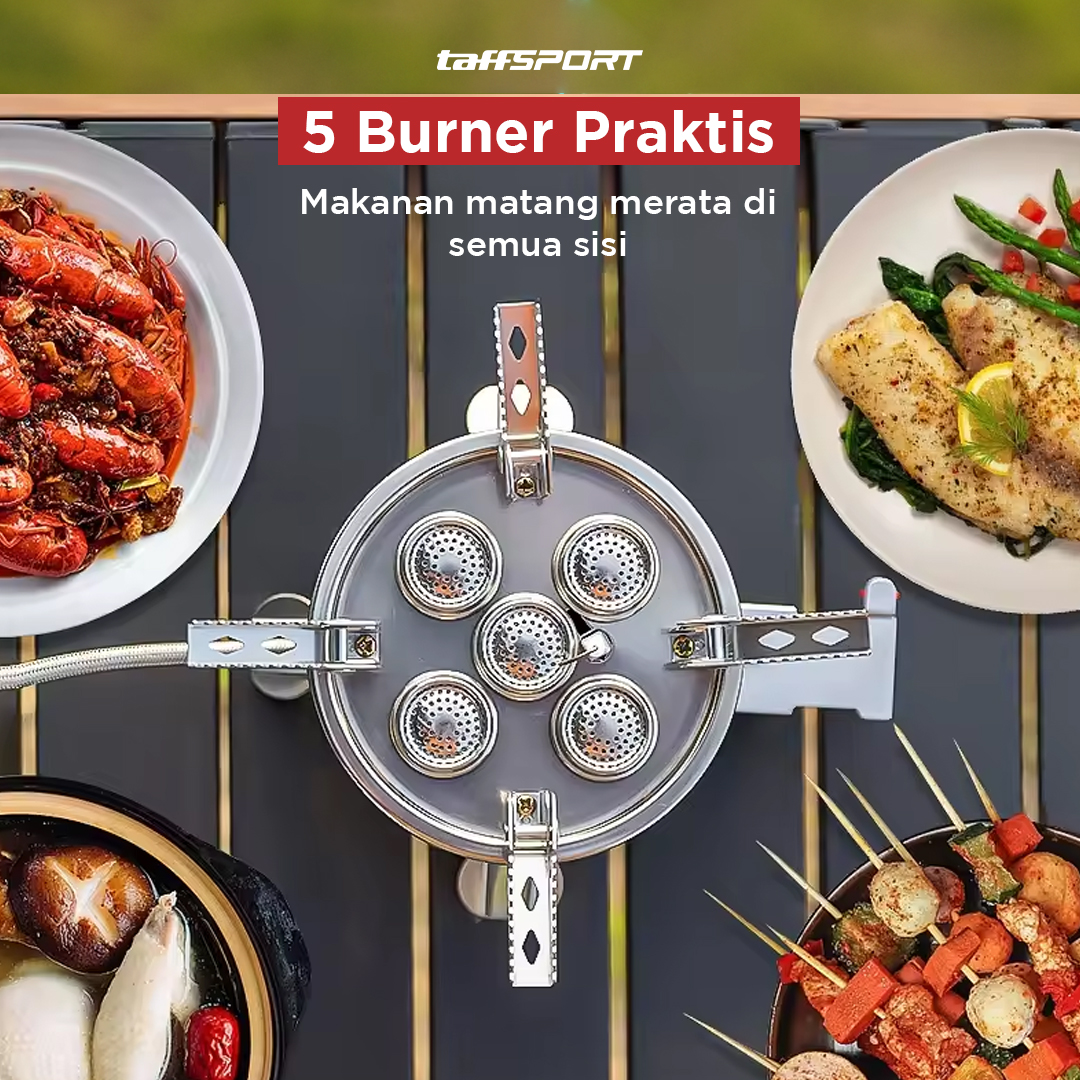 TaffSPORT Kompor Gas Portable Lipat 5 Burner Ultralight Camping Stove - WS542
