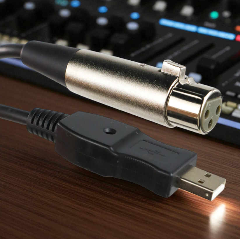 USB to XLR Microphone Studio Audio Adaptor Connector 2.8M - AY12