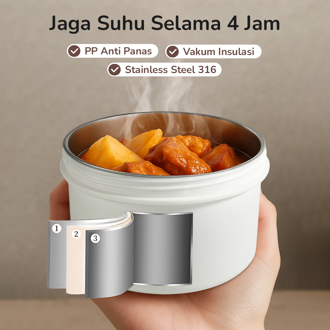 SUNGMAOY Kotak Makan Tahan Panas Lunch Box 3in1 470ml 650ml with Bag - SM31