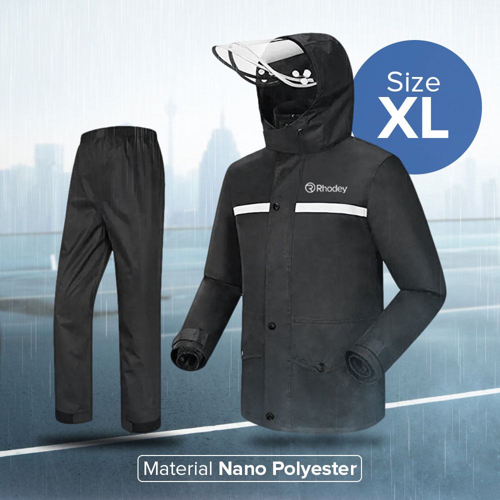 Rhodey Jas Hujan Setelan Reflektif Strip Sepeda Motor - 7508