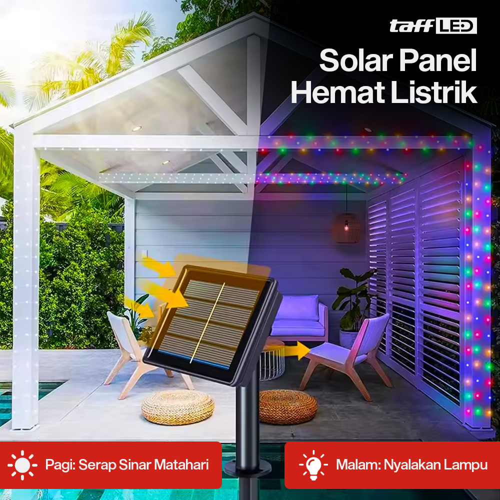 TaffLED Lampu Hias String Lights Solar Power Waterproof 100 LED RGB - YY-3210