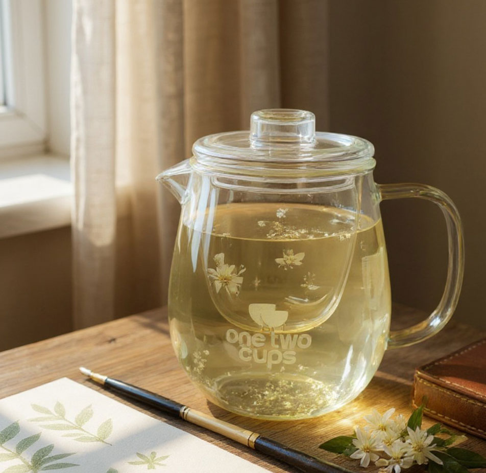 One Two Cups Teko Teh Pitcher Chinese Tea Tahan Panas Api with Filter - K77