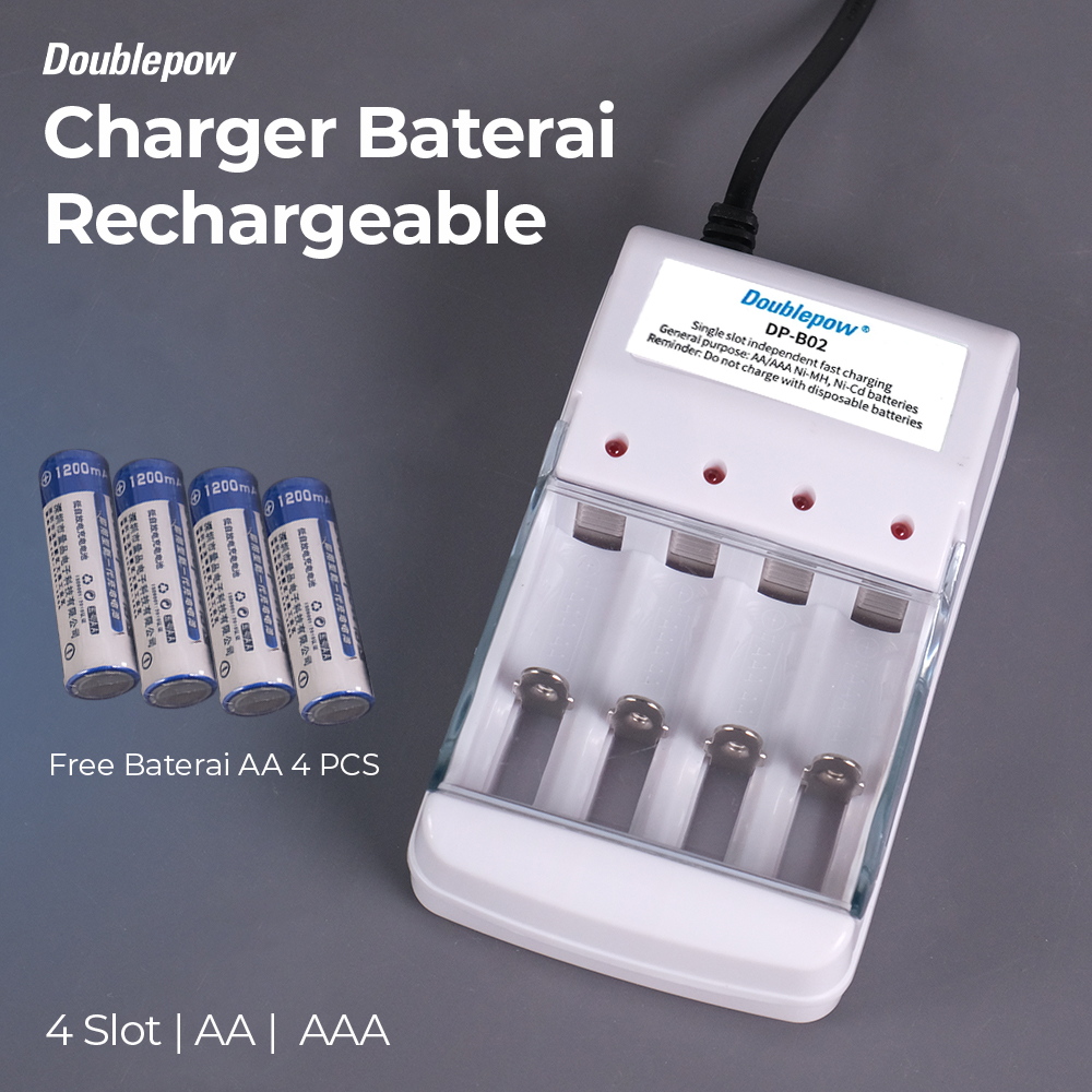 Doublepow Charger Baterai Rechargeable 4 Slot AA AAA with AA 4 PCS - DP-B02