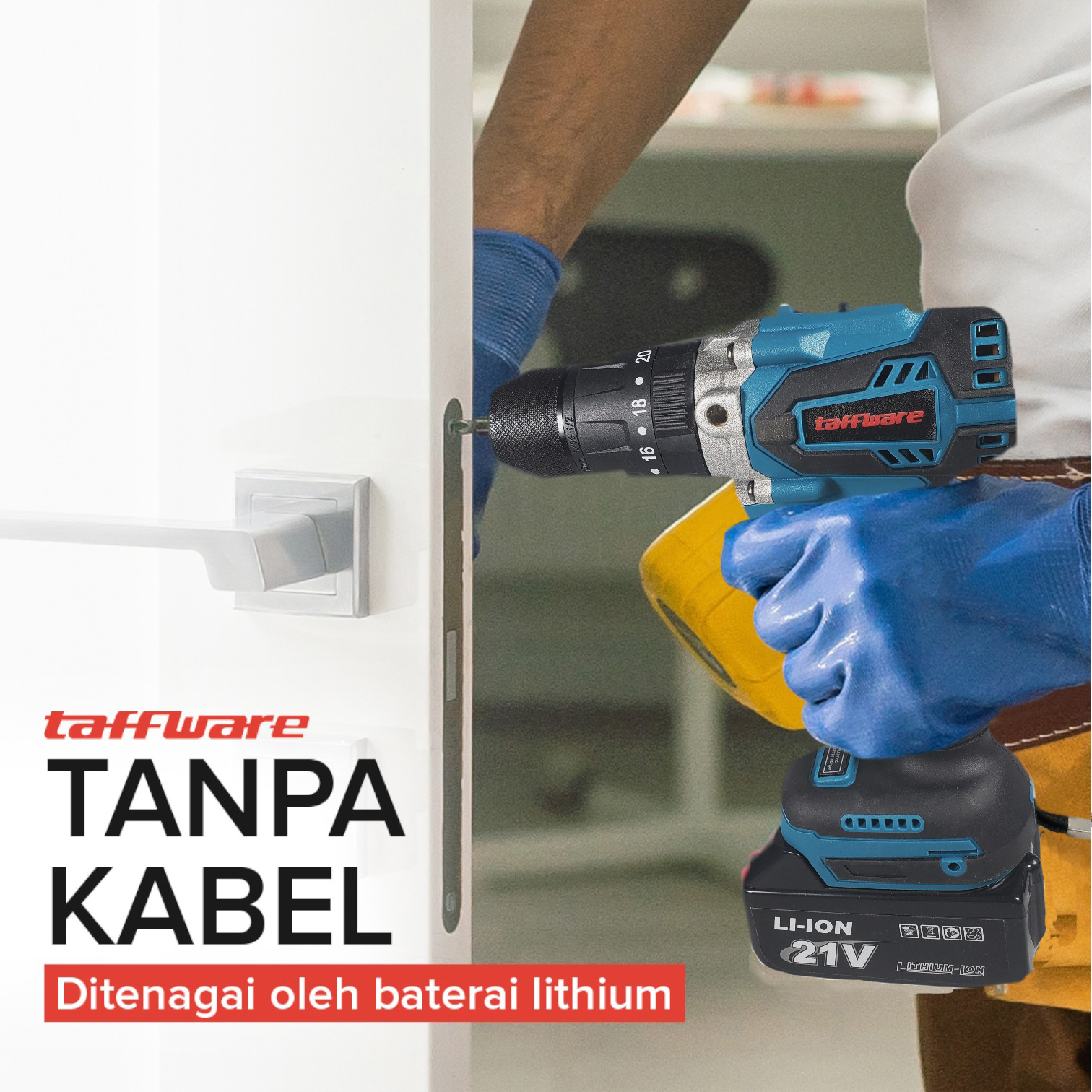 Taffware Bor Listrik Cordless Brushless 1350RPM 21V - LB176