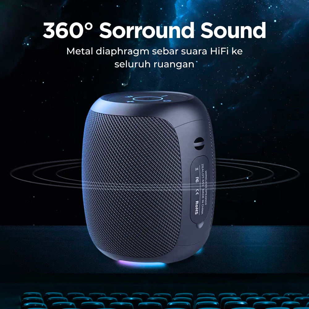 ZEALOT Speaker Wireless Portable Stereo RGB IPX7 Bluetooth 5.0 - S53