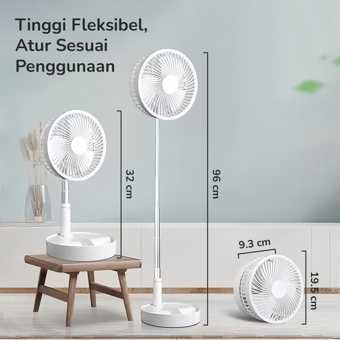 ZK Kipas Angin Standing Portable Retractable Folding Fan 7200mAh - ZK-20321