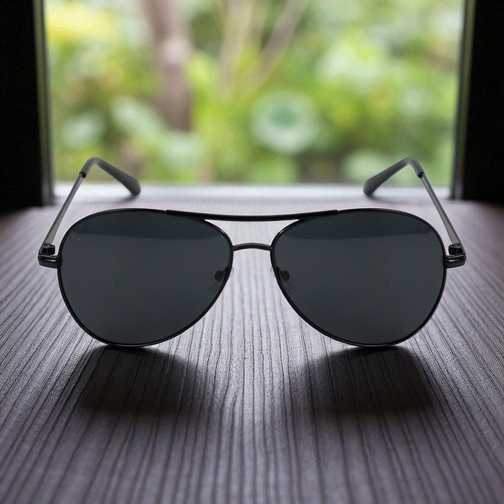 Aoron Kacamata Hitam Aviator Polarized Sunglasses UV Protection - RB2132
