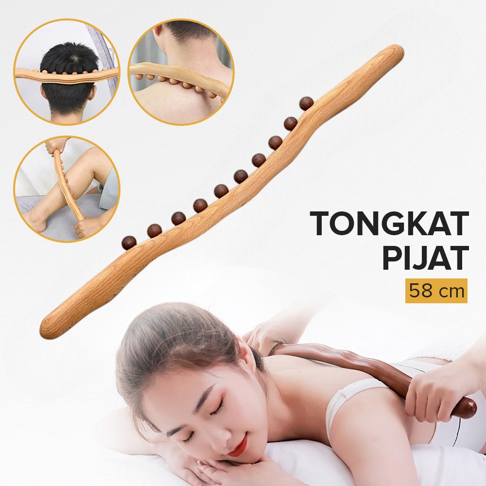 UOEO Alat Pijat Kayu Tongkat Massage Exercise Stick Tean Beads - U-10
