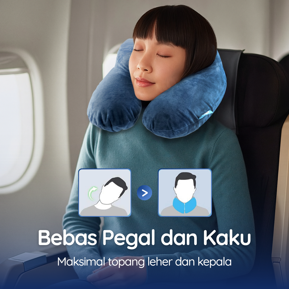YMYQ Bantal Leher Travel Angin U-Shaped Inflatable Neck Pillow - 300TC