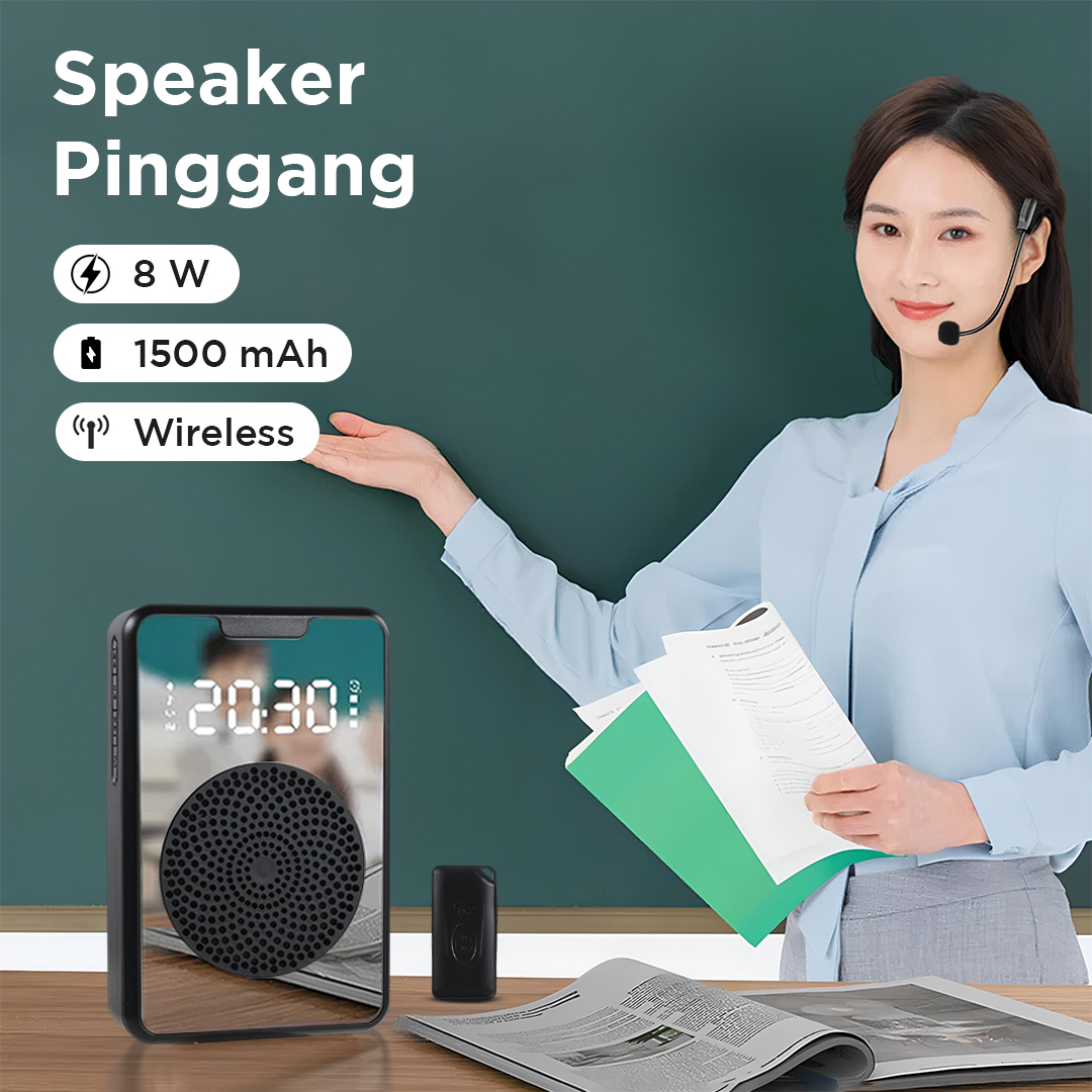 Marway Speaker Pinggang Microphone Bluetooth LED Amplifier Wireless - H3