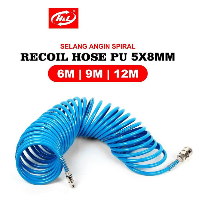 HL Selang Angin Spiral Compressor Recoil Hose PU 5x8mm