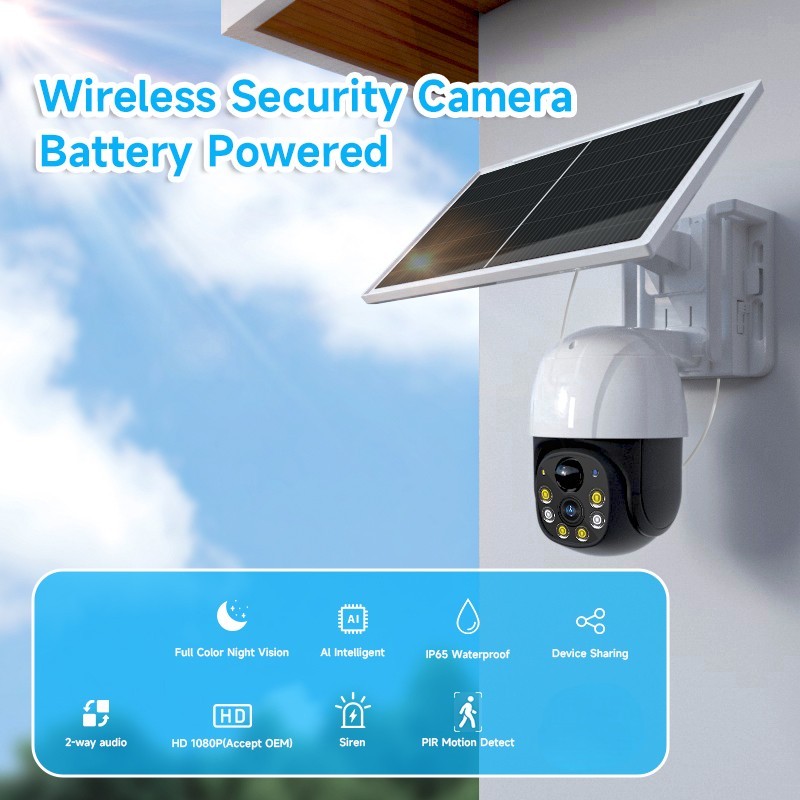 V380 Pro Kamera CCTV WiFi Solar Panel Outdoor Camera HD 1080P IP65 - MVT-1120G-P5 Pro