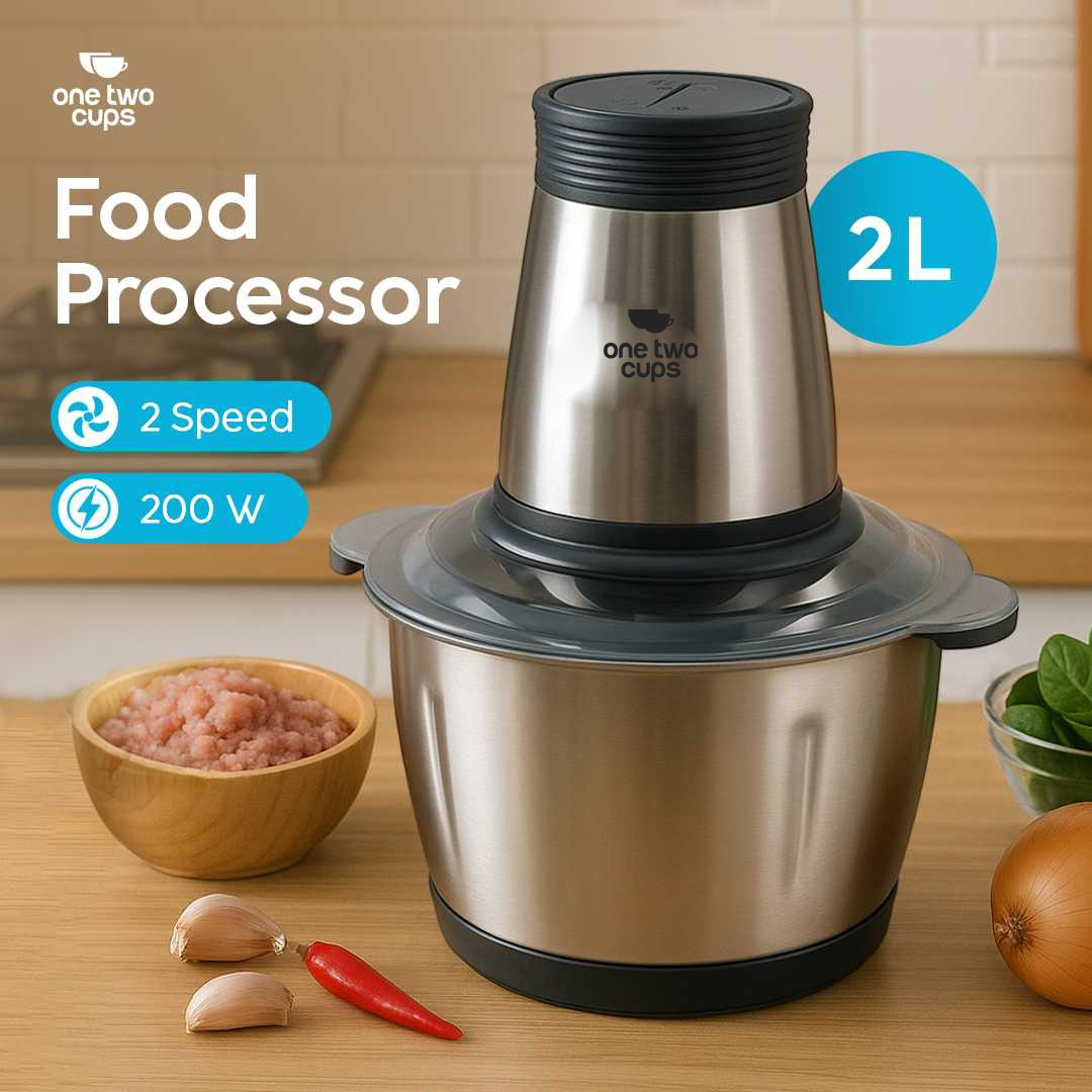 One Two Cups Food Processor Penggiling Daging Meat Grinder 2L 200W - JJ-1966