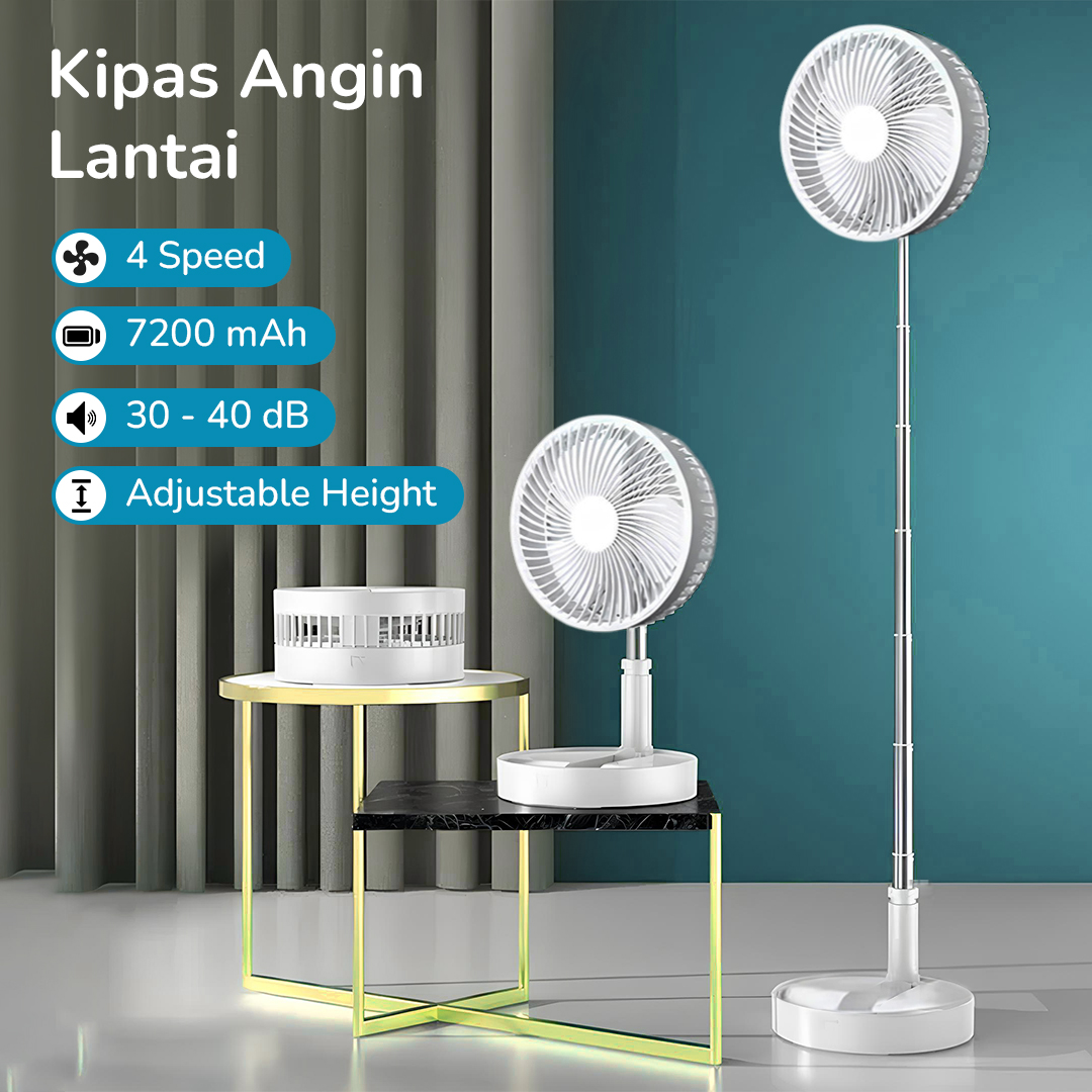 ZK Kipas Angin Standing Portable Retractable Folding Fan 7200mAh - ZK-20321