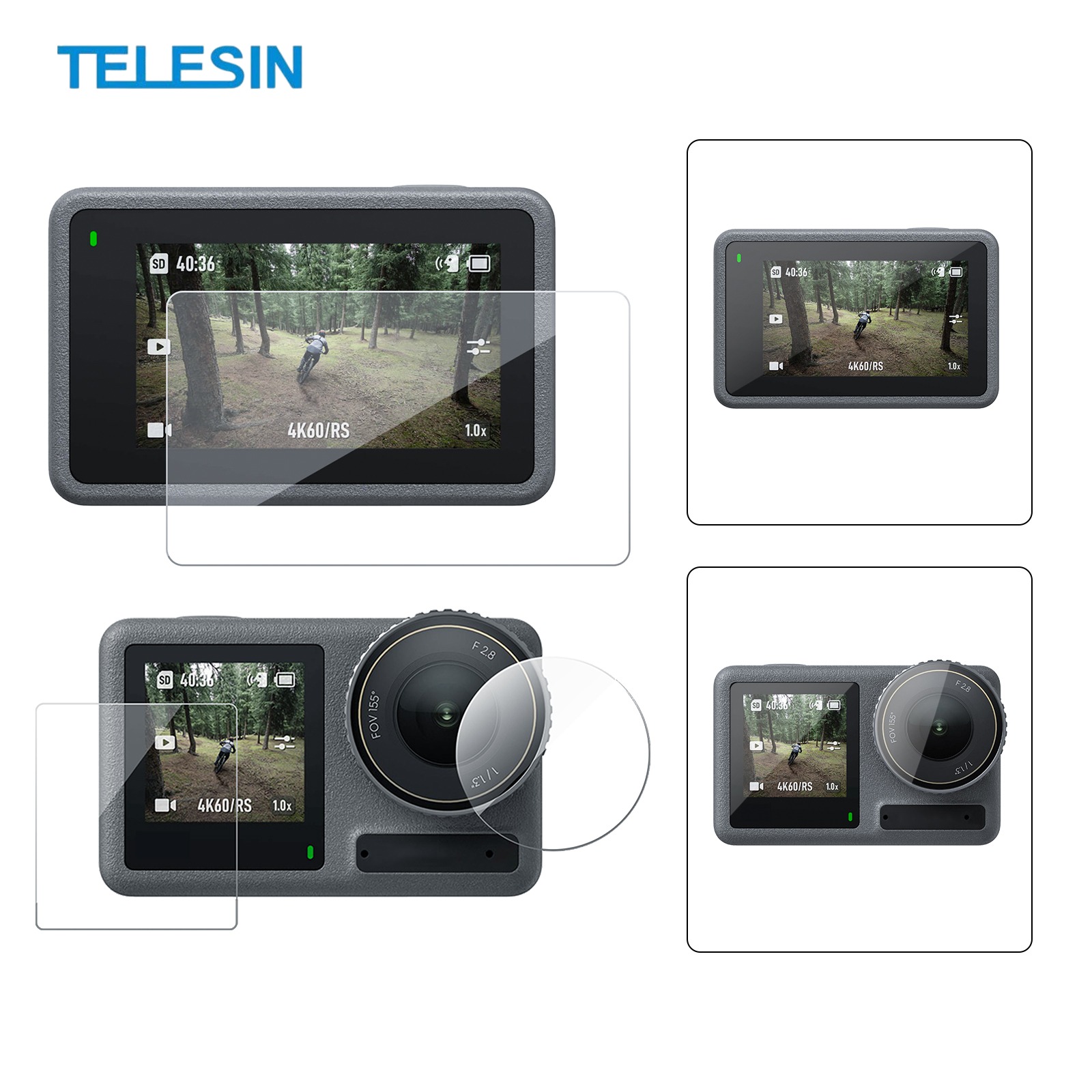 TELESIN Tempered Glass Protective Film 2.5D for DJI Osmo Action 5 Pro - S6-FLM-13-TDJ