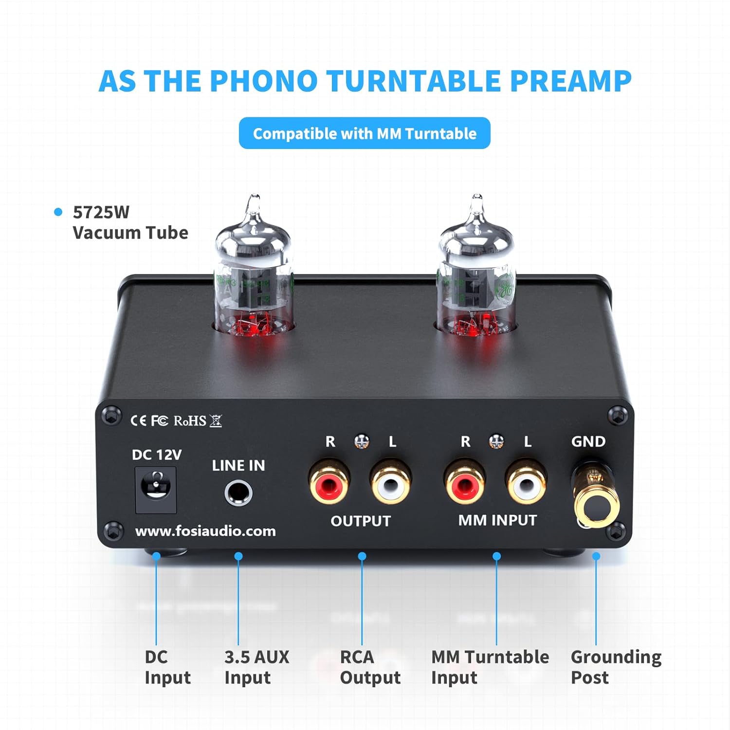 Fosi Audio Phono Preamp Headphone Amplifier Vacuum Tubes - Box X4