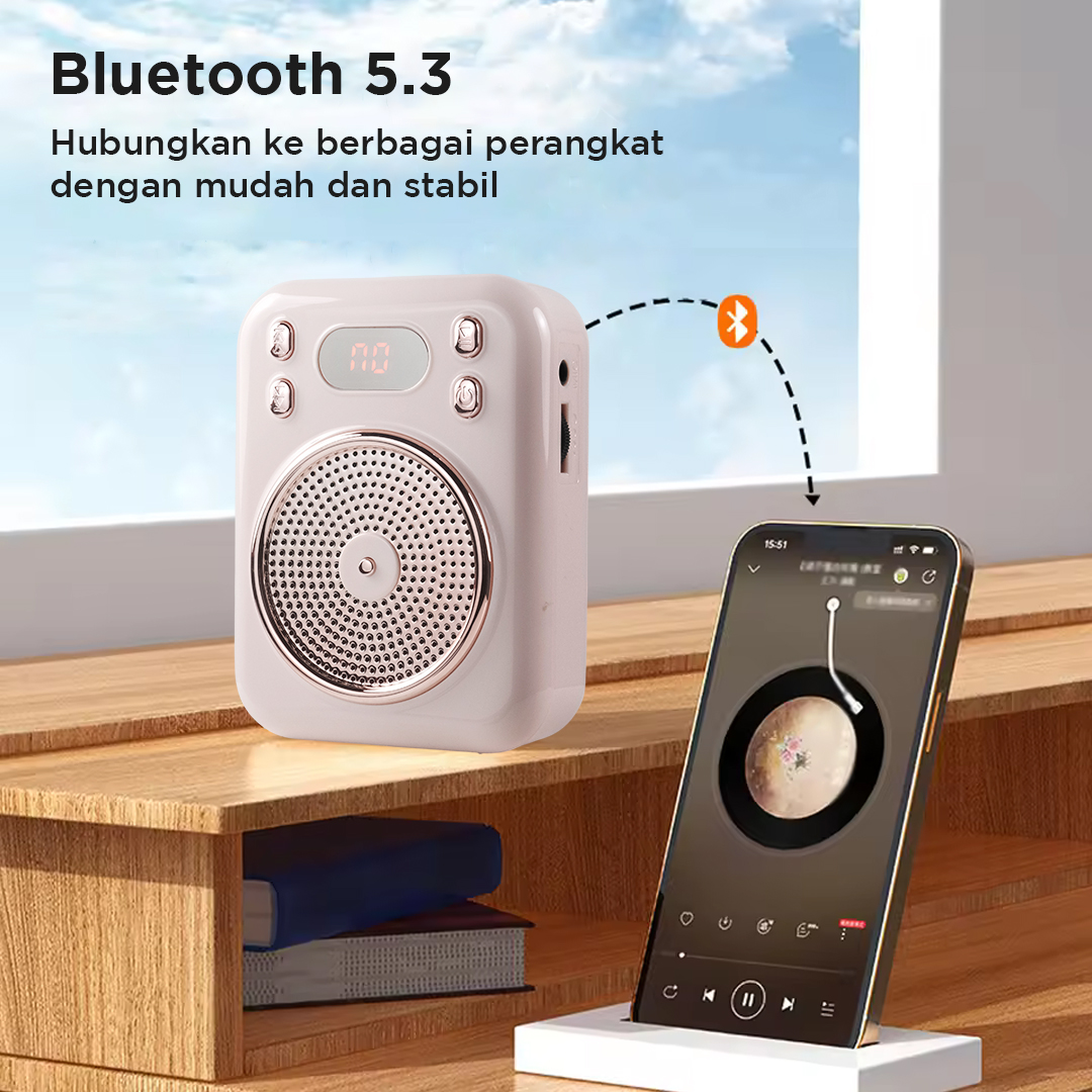 Little Bee Speaker Pinggang Microphone Bluetooth Amplifier Wireless - S22