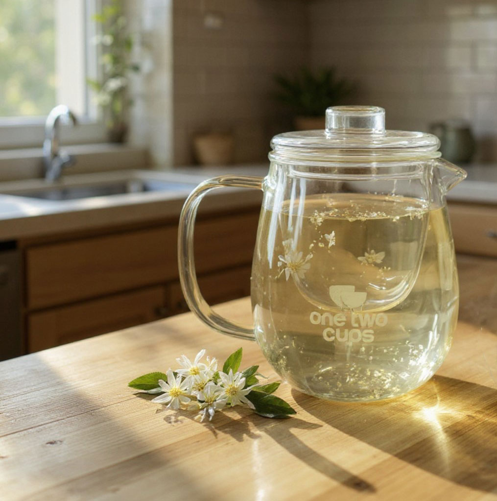 One Two Cups Teko Teh Pitcher Chinese Tea Tahan Panas Api with Filter - K77
