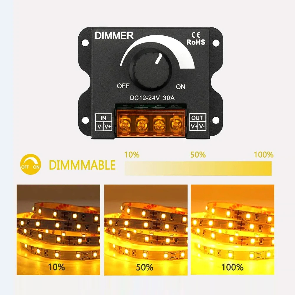 AELED Dimmer Lampu LED One Color Brightness Controller 12-24V 30A - AEL30A