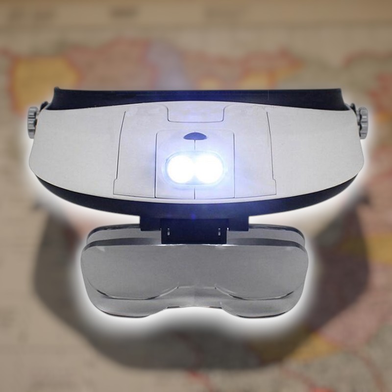 GORELAX Kaca Pembesar Headband Reparasi Magnifier with 2 LED 5 Lens 6X - MG81001-G