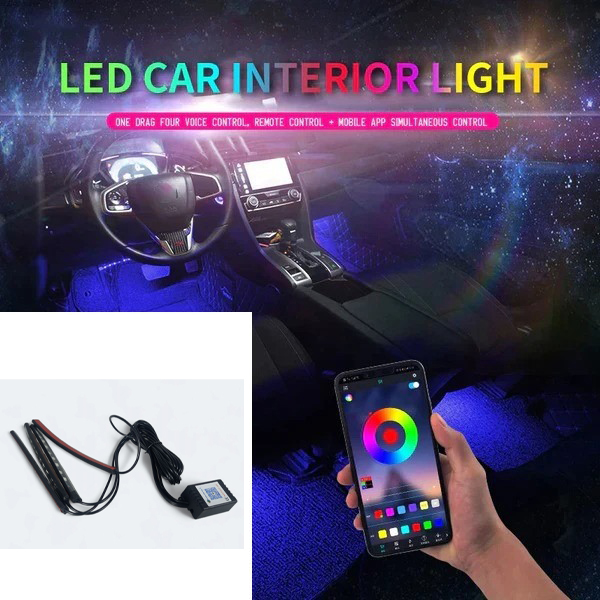JIAMEN Lampu LED Strip Flexible Car Light Smart App USB 8 Color 4 PCS - J72