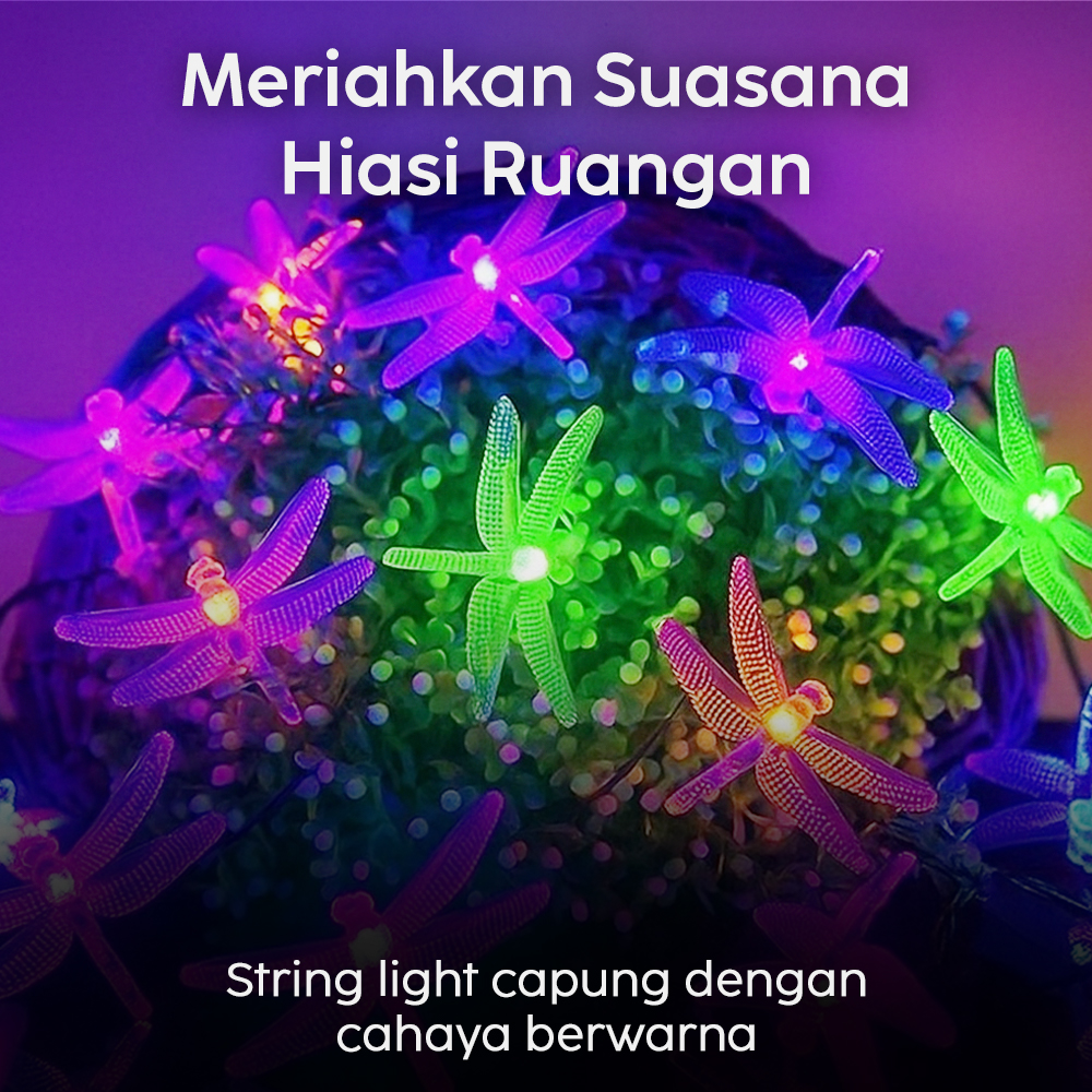 YUSHILED Lampu Hias String Lights Dragonfly Solar Panel IP65 8 Modes - M088