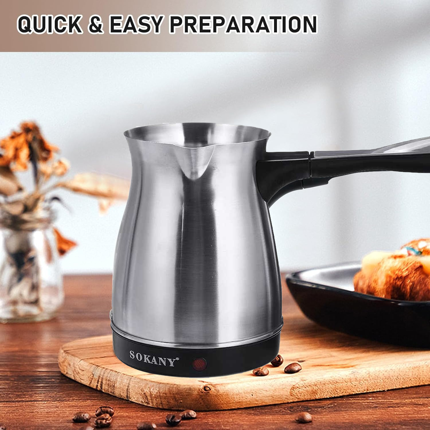 SOKANY Teko Listrik Pemanas Kopi Turkish Coffee Maker 600W 500ml - SK-214