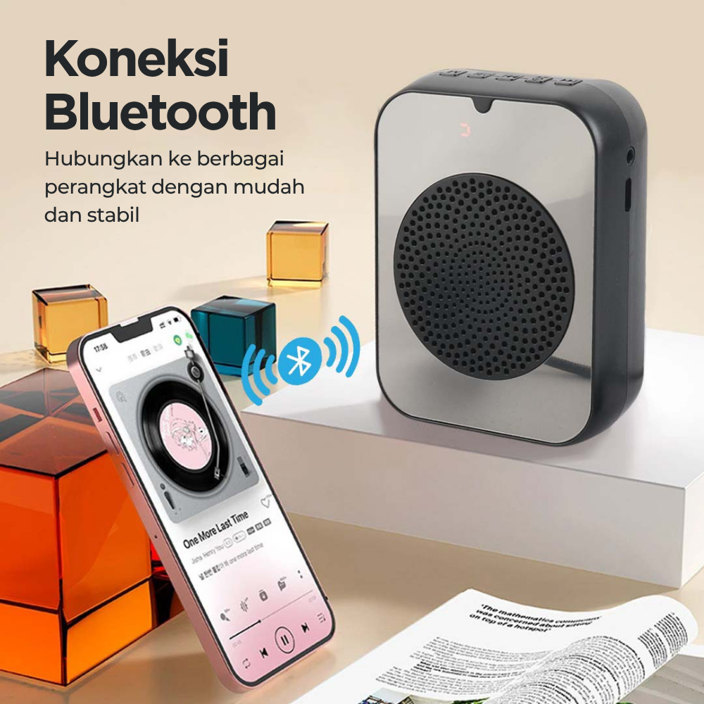 SOAIY Speaker Pinggang Microphone Bluetooth LED Amplifier Wired - H6