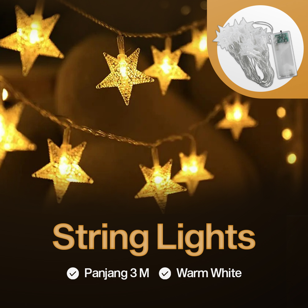 DKG Lampu Hias String Lights Star Shape Battery Power 20 LED 3M - 2G11