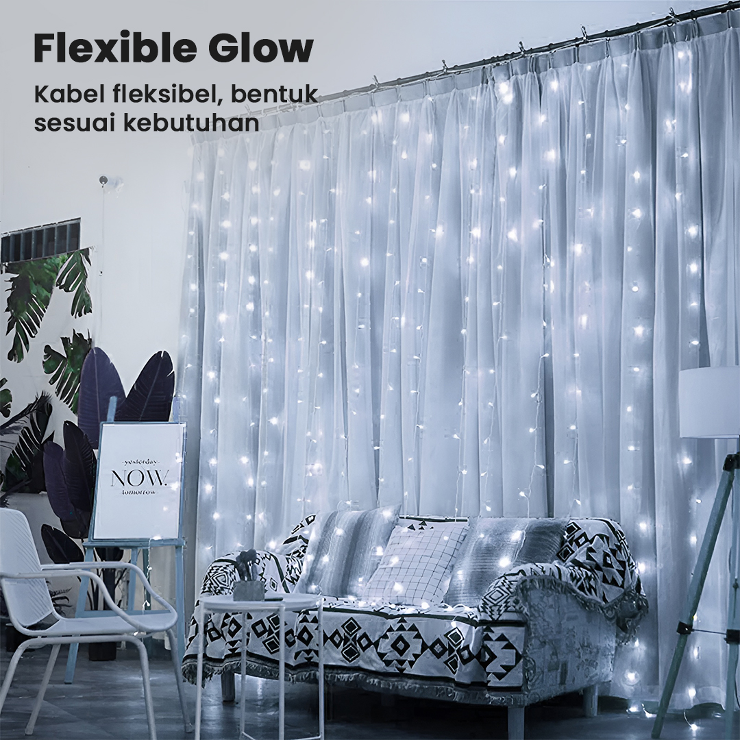 ANBLUB Lampu Hias Gorden String Lights Anti Air 3x3M 300LED Cool White - S-04