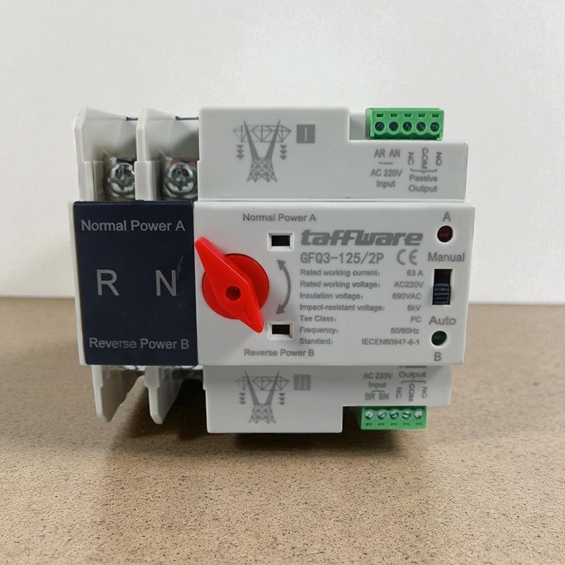 Taffware DIN Rail Power Supply Automatic Control Transfer Switch 2P - GFQ3-125/2P