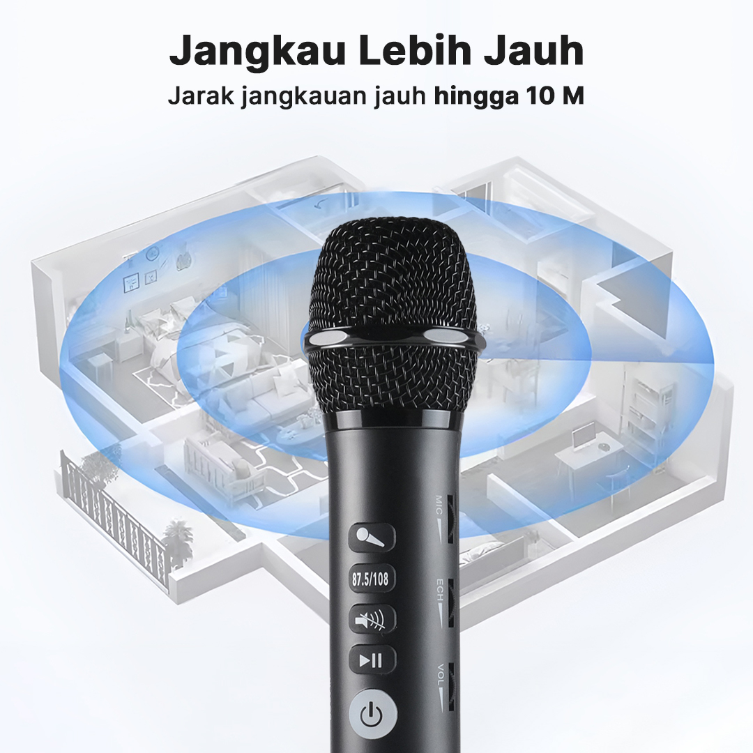 Lewinner Mikrofon Karaoke Wireless Bluetooth Speaker Portable - L-698
