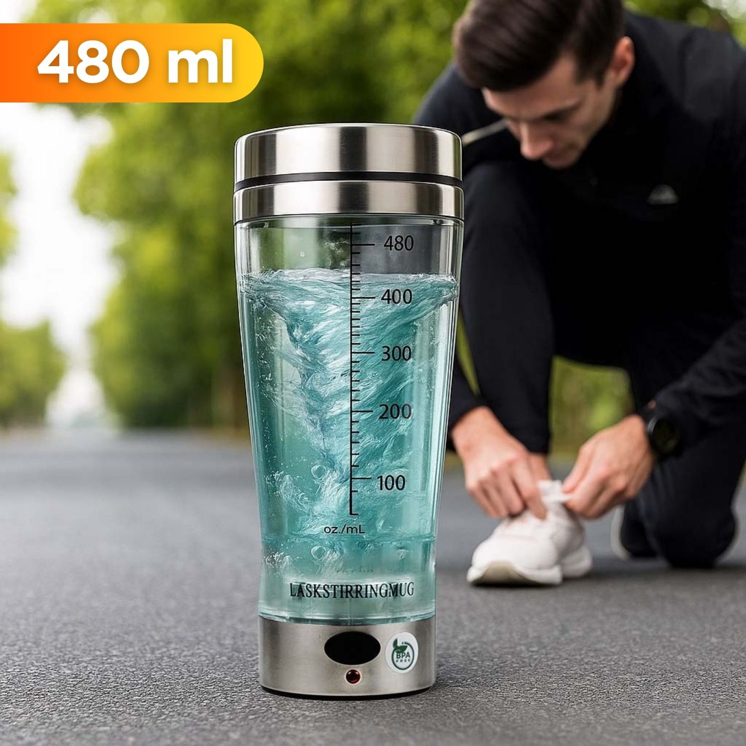 LASKSTIRMUG Botol Minum Protein Shaker Electric Bottle BPA Free 480ml - 1505