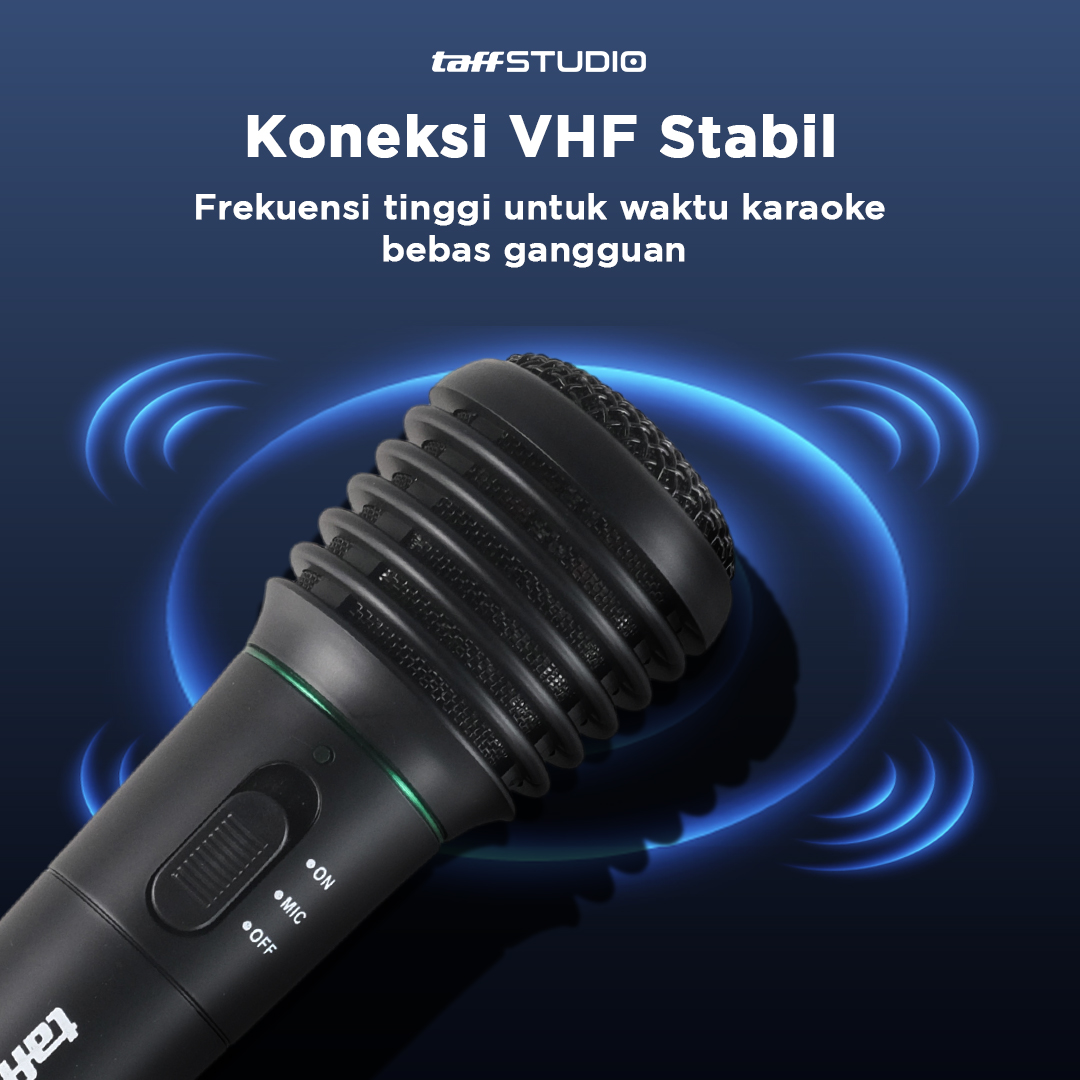 TaffSTUDIO Mikrofon Karaoke Mic Profesional 2 in 1 Wireless Wired - WM-308
