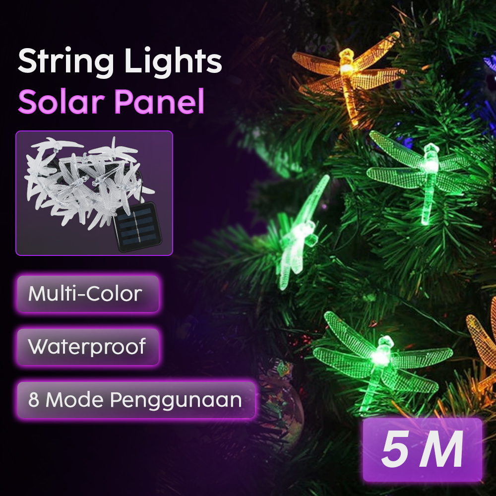 YUSHILED Lampu Hias String Lights Dragonfly Solar Panel IP65 8 Modes - M088