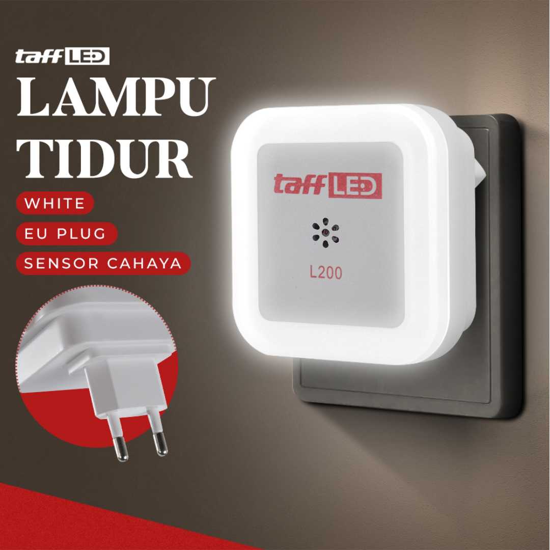 TaffLED Lampu Tidur LED Sensor Cahaya EU Plug Cool White 0.5W 250V - L200