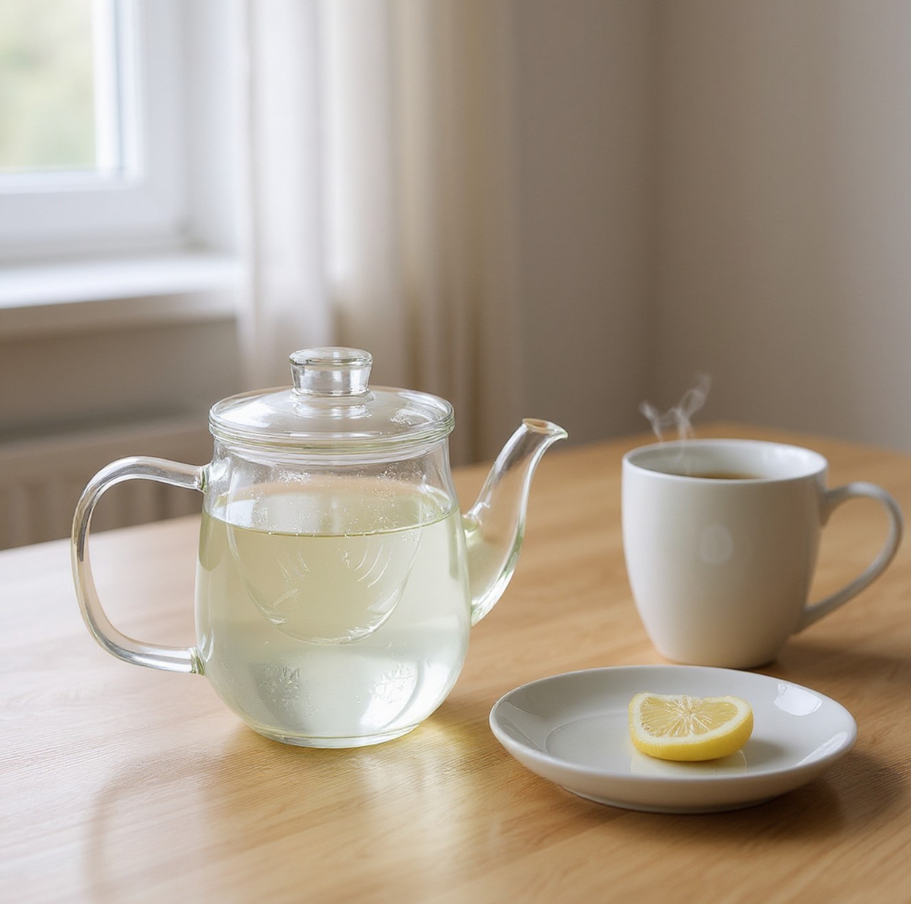 One Two Cups Teko Teh Pitcher Chinese Tea Tahan Panas Api with Filter - K77