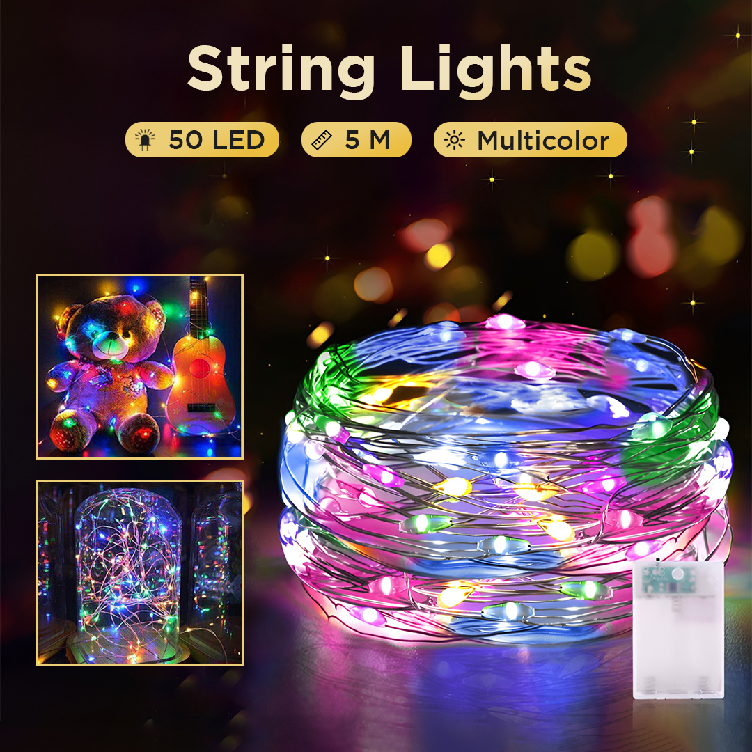 Lampu Hias String Lights Battery Box 50 LED 5M