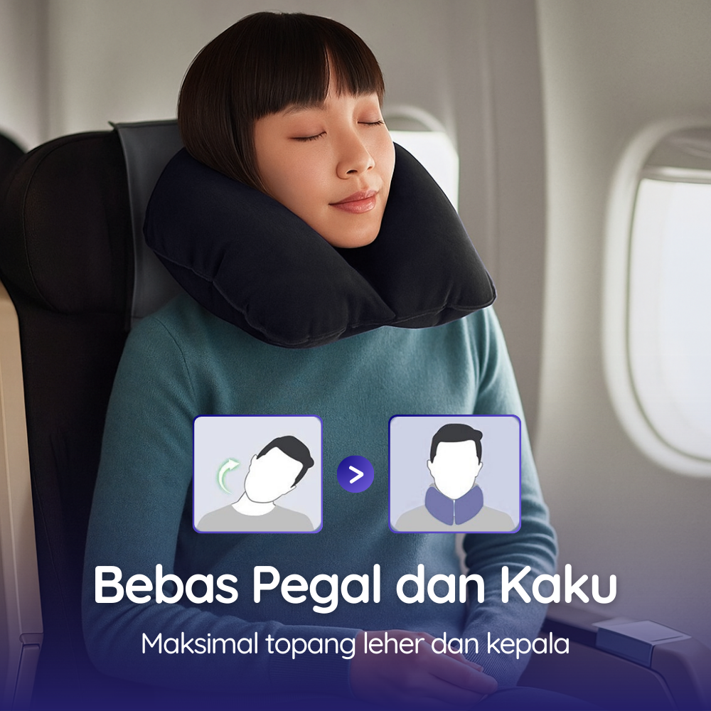 YMYQ Bantal Leher Travel Angin U-Shaped Inflatable Neck Pillow - JJ2821