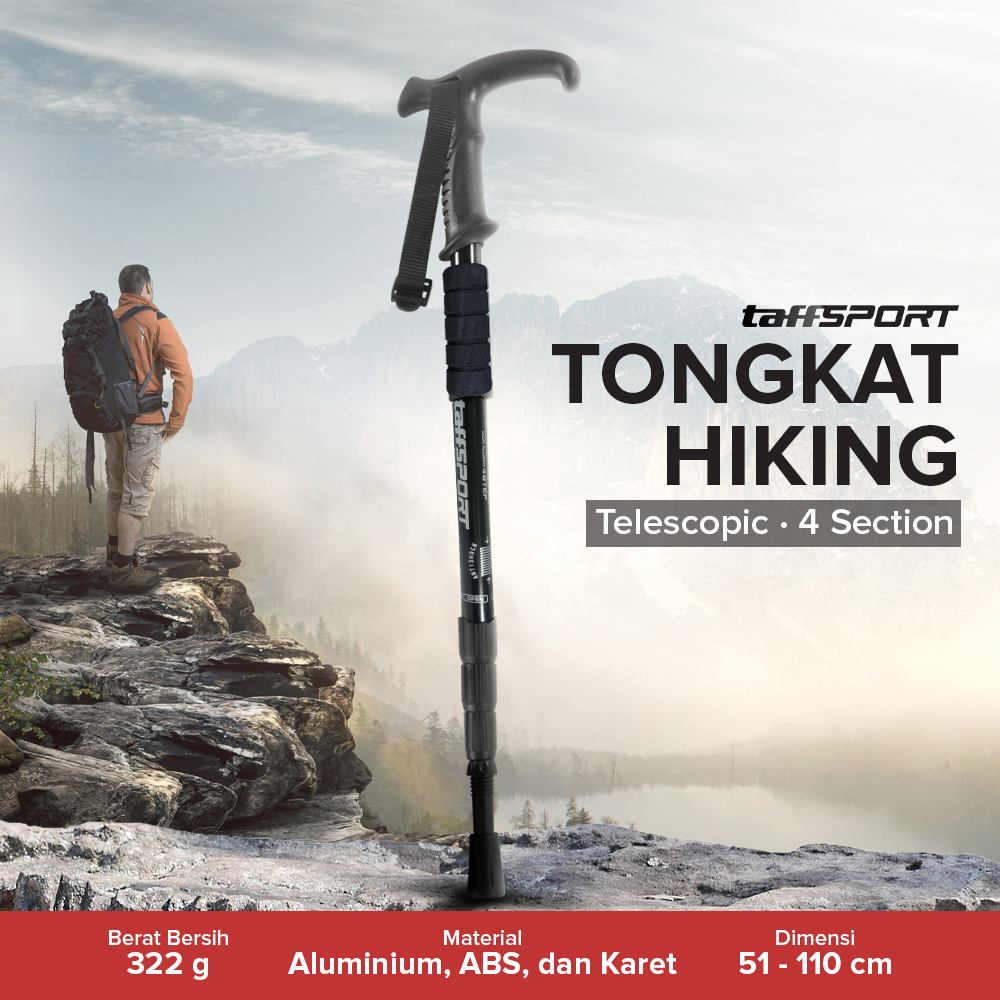 TaffSPORT Tongkat Hiking Trekking Pole Telescopic 4 Section - E4102
