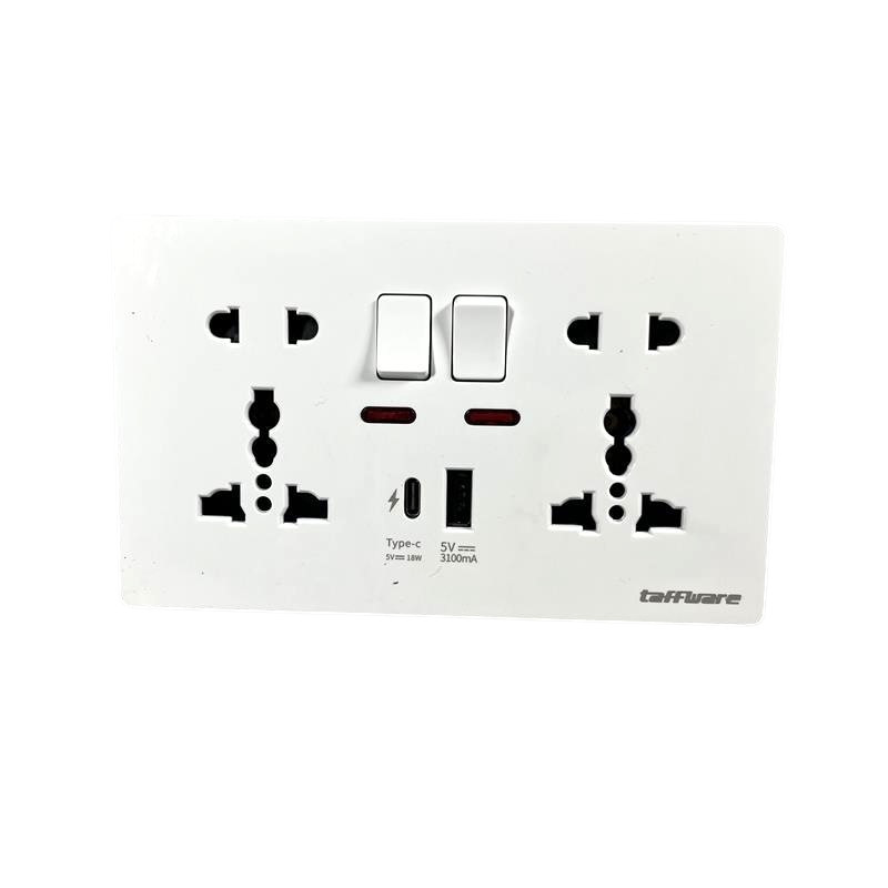 Taffware Stop Kontak Universal UK EU US 2 Port USB with Switch - DZE412
