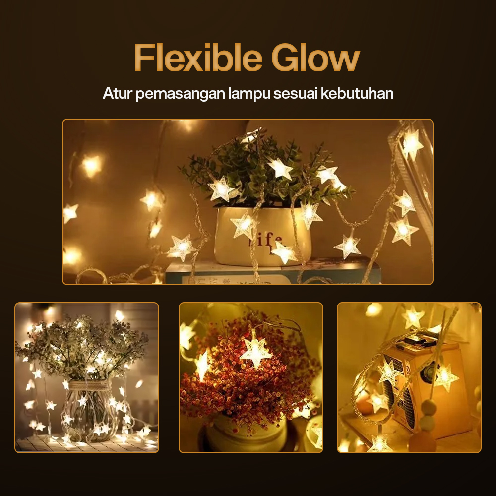 DKG Lampu Hias String Lights Star Shape Battery Power 20 LED 3M - 2G11