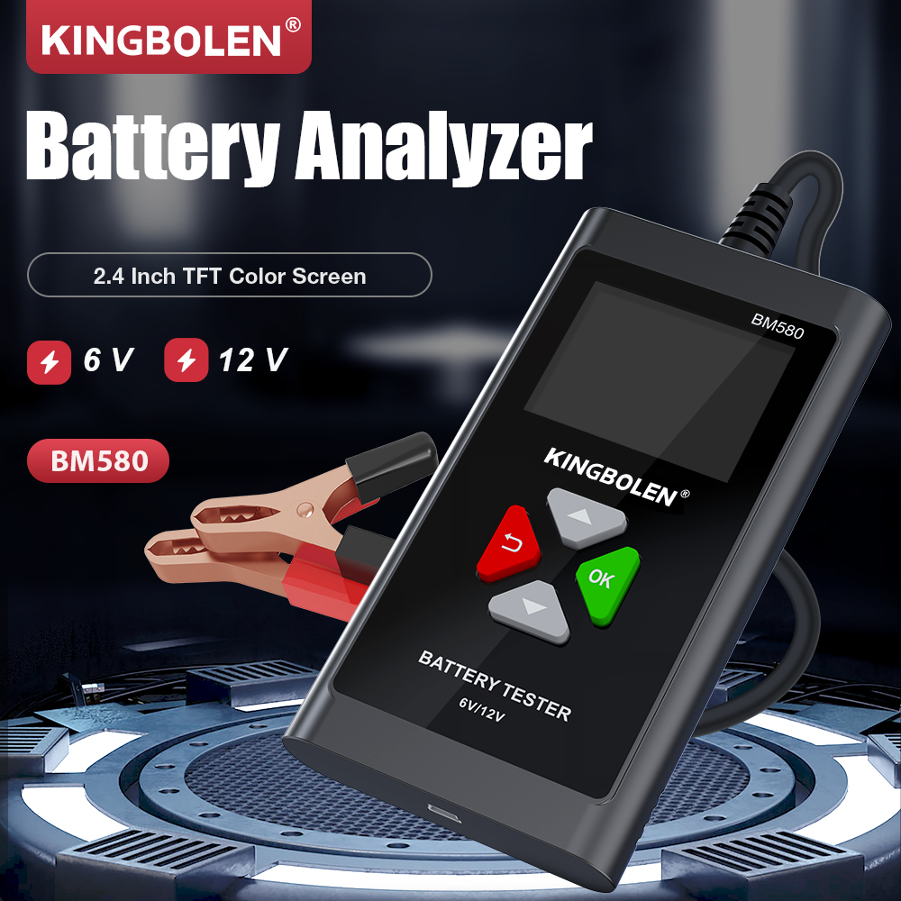 KINGBOLEN Tester Aki Mobil Motor Battery Analyzer LCD 2.4 Inch 6V/12V - BM580