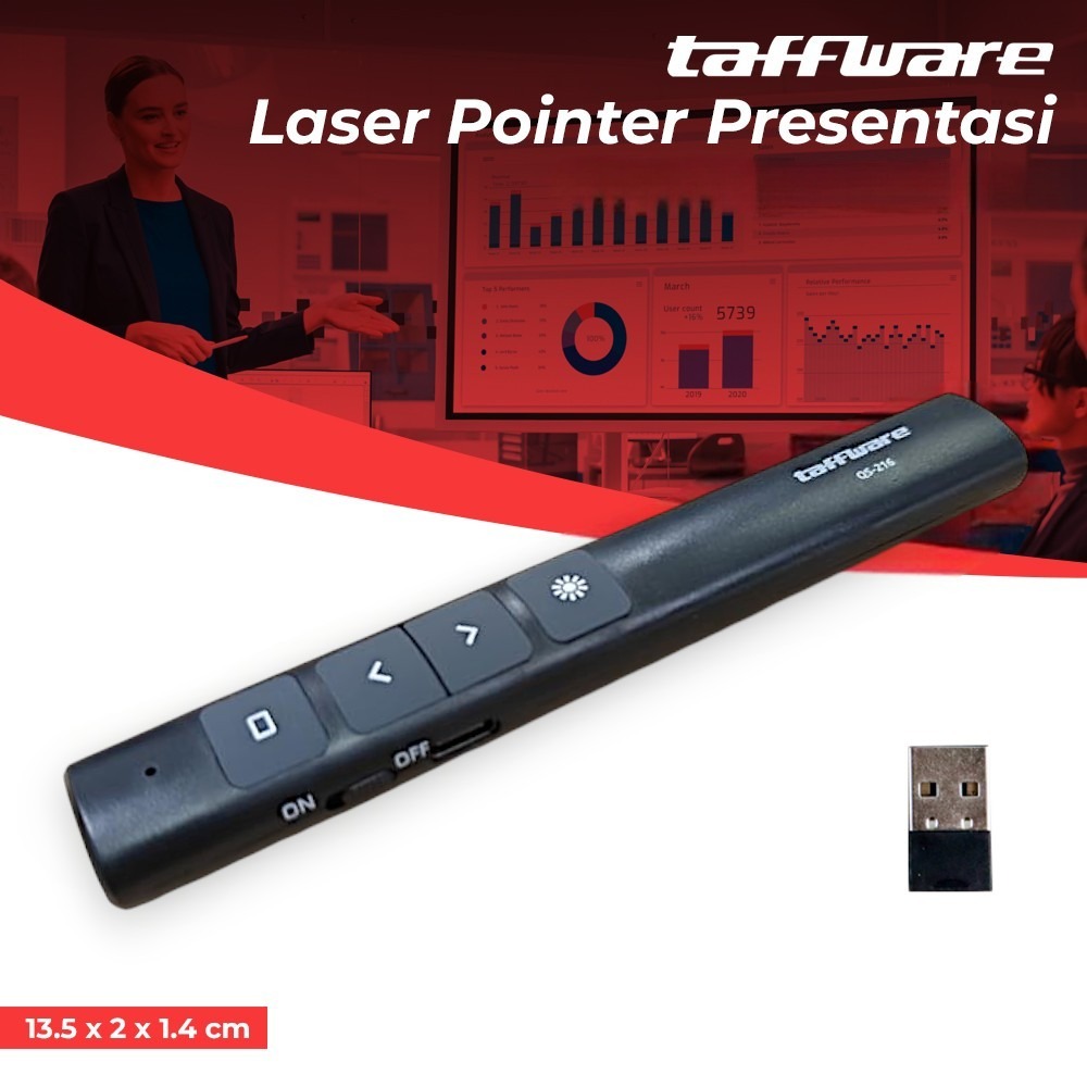 Taffware Laser Pointer Presentasi Pen Remote Wireless 200M 2.4GHz - QS-216