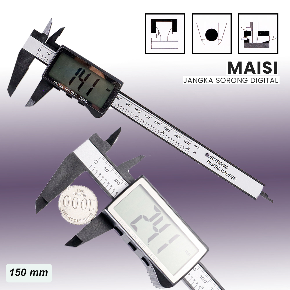 Maisi Jangka Sorong Digital LCD Vernier Caliper 3 Buttons 150mm - SH20