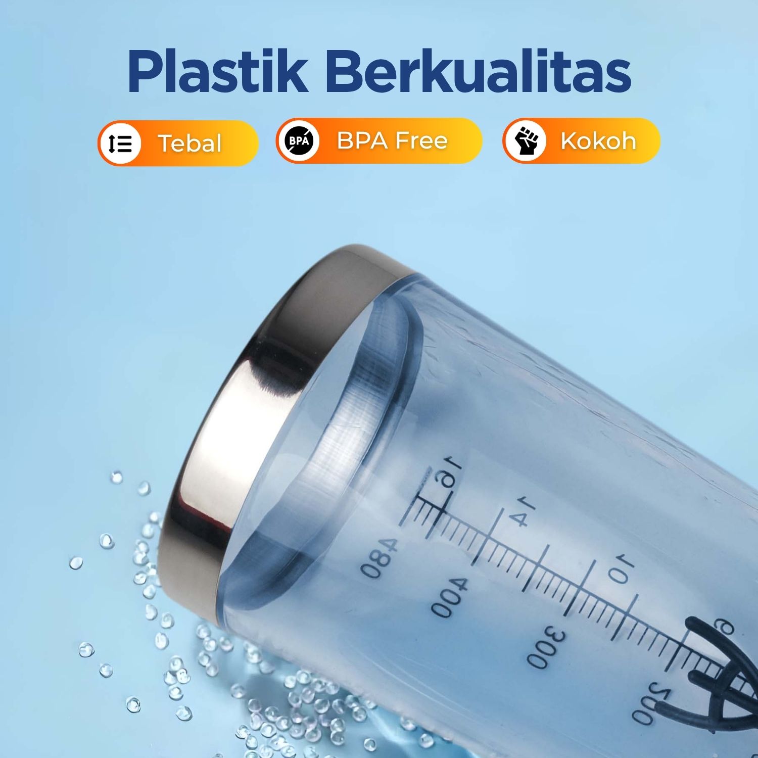 LASKSTIRMUG Botol Minum Protein Shaker Electric Bottle BPA Free 480ml - 1505