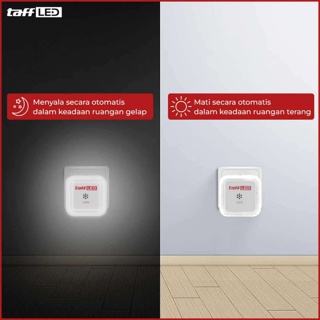 TaffLED Lampu Tidur LED Sensor Cahaya EU Plug Cool White 0.5W 250V - L200 - Gambar 5