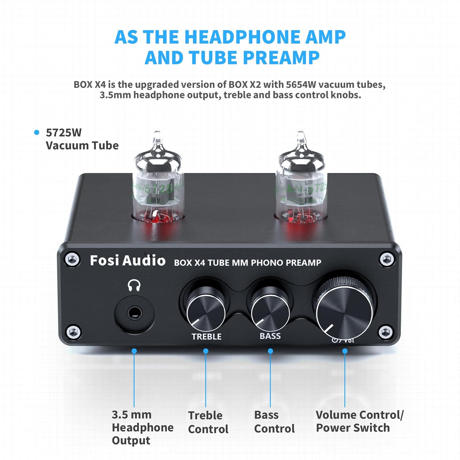 Fosi Audio Phono Preamp Headphone Amplifier Vacuum Tubes - Box X4