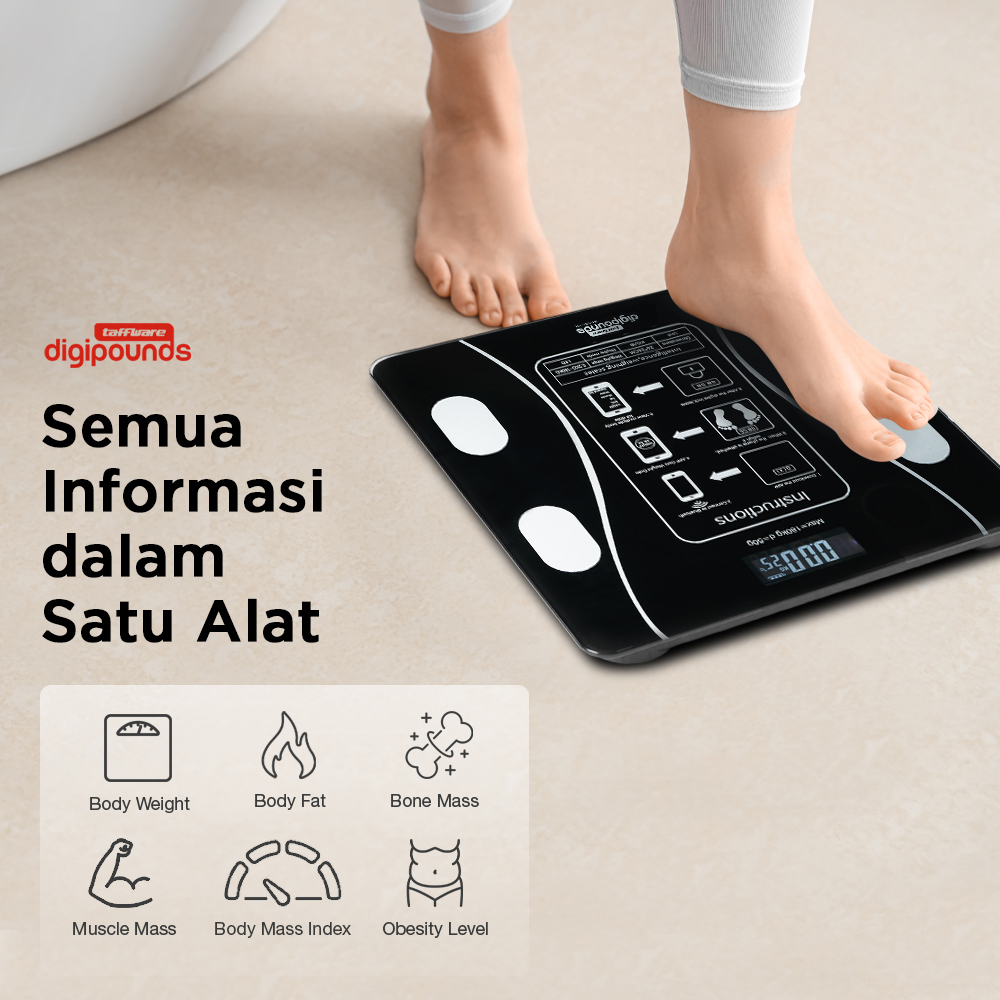 Taffware Digipounds Timbangan Badan Digital Scale Temperature 180kg - SH-Y01-U1